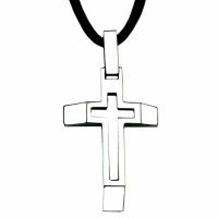 Father & Son Stainless Steel Cross Necklace w/Cord