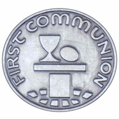 First Communion Antiqued Pewter Lapel Pin Post & Clutch Back - 2Pk -  - B-121