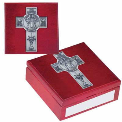 First Communion Wood Keepsake Box with Plush Lining -  - CH-303-Box
