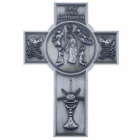 First Holy Communion Wall Cross Pewter Plaque