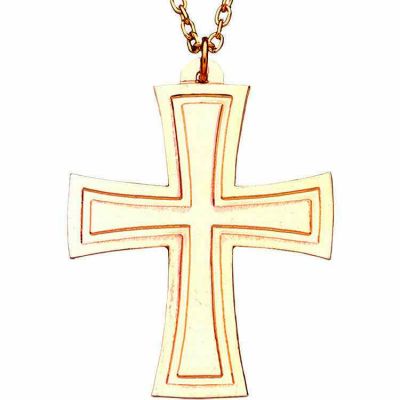 Flared Gold Plated Cross Necklace with 28 inch Chain -  - 895