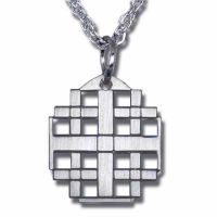 Four Crosslets Around the Jerusalem Sterling Silver Cross w/Chain