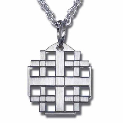Four Crosslets Around the Jerusalem Sterling Silver Cross w/Chain -  - 912-S
