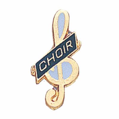 G-Clef Choir Gold Plated With Blue Enamel Lapel Pin - (Pack of 2) -  - TEP82C