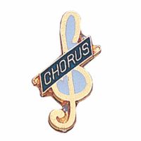 G-Clef Chorus Gold Plated With Blue Enamel Lapel Pin - (Pack of 2)