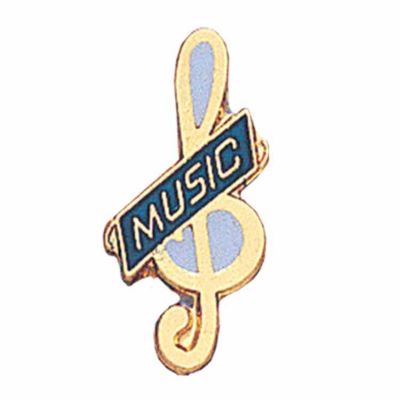 G-Clef Music Gold Plated With Blue Enamel Lapel Pin - (Pack of 2) -  - TEP85C