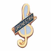 G-Clef Orchestra Gold Plated With Blue Enamel Lapel Pin - (Pack of 2)
