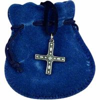 Gemmed Cross Pendant on Cord w/Coordinating Suede Pouch - (Pack of 2)