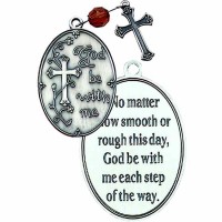 2 Pack -God Be w/Me Pocket Prayer Token w/Cross & Amber Crystal Bead