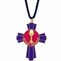 Gold Plated Altar Server Pendant w/Enameled Colors w/Blue Cord - 2Pk