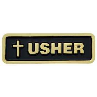 Gold Plated/Black Enameled Latin Cross Usher Church Badge (2 Pack) 2Pk -  - 1207