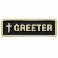 Gold Plated - Black Enameled Latin Greeter Church Badge (2 Pack) 2Pk