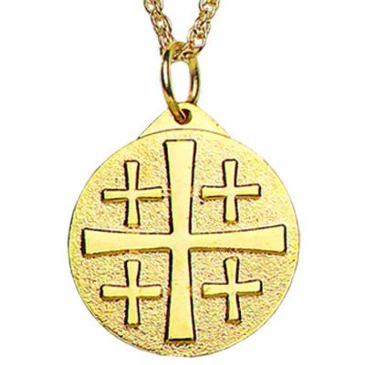 Gold Plated Jerusalem Gold Plated Cross Pendant on Chain - (Pack of 2) -  - 988