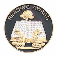 Gold Plated with Blue & White Enamel Reading Award Pin - 2Pk