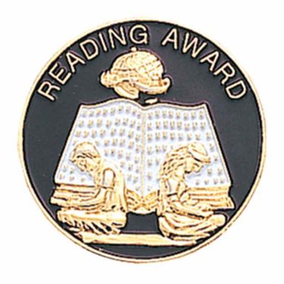Gold Plated with Blue & White Enamel Reading Award Pin - 2Pk -  - TBR470C
