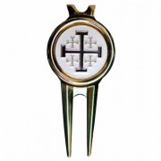 Golf Heavy Duty Divet Repair Tool with Jerusalem Cross Emblem Golf Heavy Duty Divet Repair Tool with Jerusalem Cross Emblem