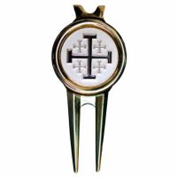 Golf Heavy Duty Divet Repair Tool with Jerusalem Cross Emblem