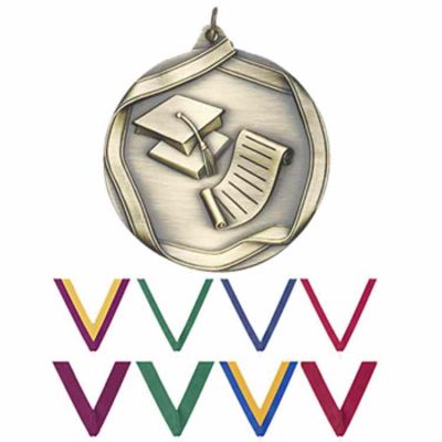 Graduation Golden Medal with V-Neck Ribbon - (Pack of 2) -  - TMS662