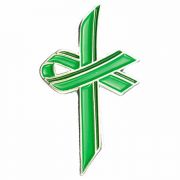 Green Awareness Ribbon Cross Lapel Pin - BiPolar, Cerebral Palsy - 2Pk