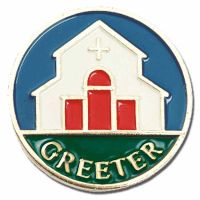 Greeter Gold Plated/Enameled Lapel Pin - Blue, Red, White/Green 2Pk