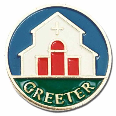 Greeter Gold Plated/Enameled Lapel Pin - Blue, Red, White/Green 2Pk -  - A-42