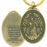Guardian Angel Bronze Key Tag Emergency call a Catholic Priest - 2Pk