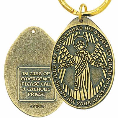 Guardian Angel Bronze Key Tag Emergency call a Catholic Priest - 2Pk -  - 92258-K