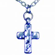 Hammered Silver Plated Cross Pendant w/Chain - (Pack of 2)
