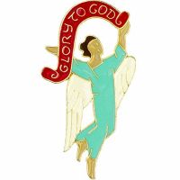 Herald Angel Gold Plated w/Inlaid Enamel Colors Lapel Pin - 2Pk