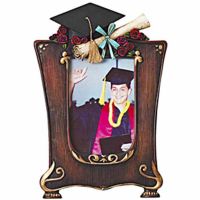 His Graduation Photo Picture Frame/Cap - Tassels/Diploma/Blue Bow 2Pk