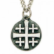 2 Pack -Jerusalem Antiqued & Polished Pewter Cross Necklace w/Chain 2 Pack -Jerusalem Antiqued & Polished Pewter Cross Necklace w/Chain