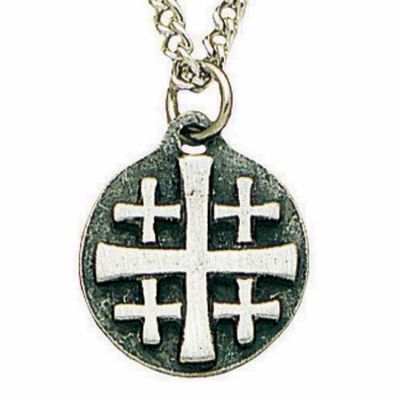 Jerusalem Antiqued & Polished Pewter Cross Necklace w/Chain - 2Pk -  - P-293