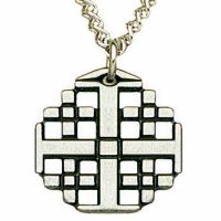 Jerusalem Antiqued Pewter Cross Necklace w/Chain - (Pack of 2)