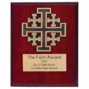 Jerusalem Cross 8x10in. Rosewood Plaque w/Bronze Jerusalem Cross