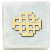 2 Pack -Jerusalem Cross Paperweight 2x2in. Carerra Marble Base
