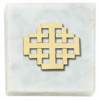 Jerusalem Cross Paperweight 2x2in. Carerra Marble Base - (Pack of 2)