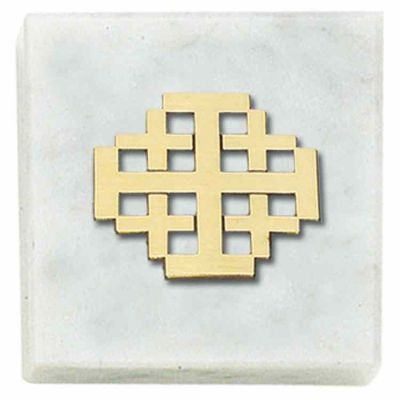 Jerusalem Cross Paperweight 2x2in. Carerra Marble Base - (Pack of 2) -  - 326-PW