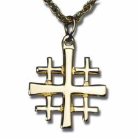 Jerusalem Gold Plated Openwork Cross - w/Chain - (Pack of 2)