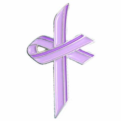 Lavender Awareness Ribbon Cross Lapel Pin - Cancer, Caregiver - 2Pk -  - A-09