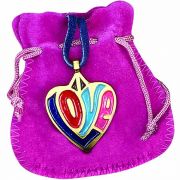 Love Solid Bronze Heart Enameled Pendant on Youth Pouch - (Pack of 2)