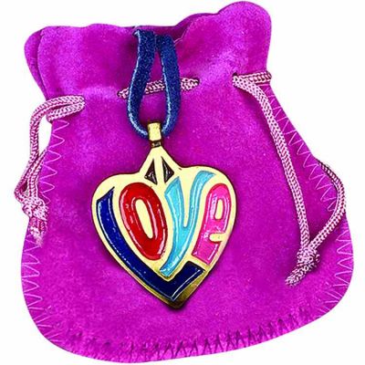 Love Solid Bronze Heart Enameled Pendant on Youth Pouch - (Pack of 2) -  - Y-285