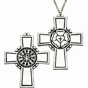 Luther Rose 3in. Pectoral Community Cross Necklace w/Chain
