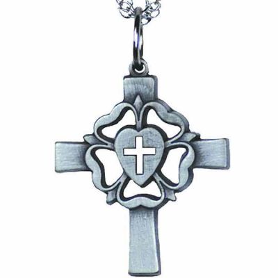 Luther Rose Cross Necklace w/Chain - (Pack of 2) -  - P-148