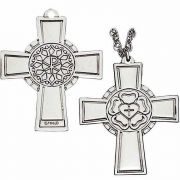 Luther Rose Pectoral Cross Necklace - Sterling Silver