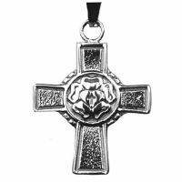 Luther Rose Stainless Steel Confirmation Cross Necklace