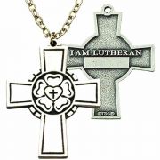 Lutheran Confirmation Antiqued Pewter 2 Sided Design Cross - 2Pk