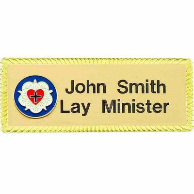 Lutheran Ministry Church Gold Plated Badge Large, Easy to Read (2 Pk) -  - L-Badge