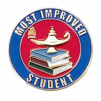 Most Improved Student w/Red, Blue & Green Enamel Lapel Pin - 2Pk