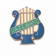 Music Lyre Jazz Band Gold Plated w/Blue - Green Enamel Lapel Pin 2Pk