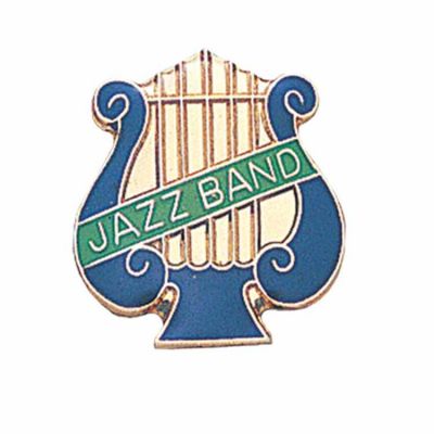 Music Lyre Jazz Band Gold Plated w/Blue - Green Enamel Lapel Pin 2Pk -  - TAP61C